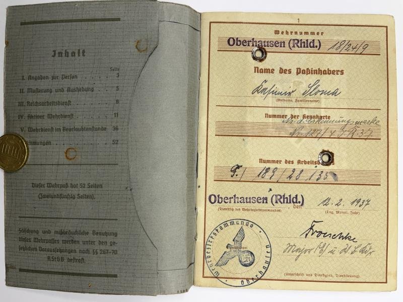 Wehrpass - WH (Heer) - 6.Inf.Div. - Sloma