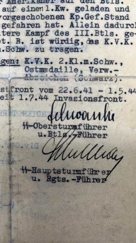 'Waffen-SS' citation set - Pz.Gren.Rgt.38 / 17.SS-Pz.Gren.Div.'Götz von Berlichingen' - Ballnus