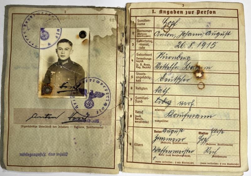 Wehrpass - WH (Heer) - Africa/ 9.Inf.Div. - Hopf