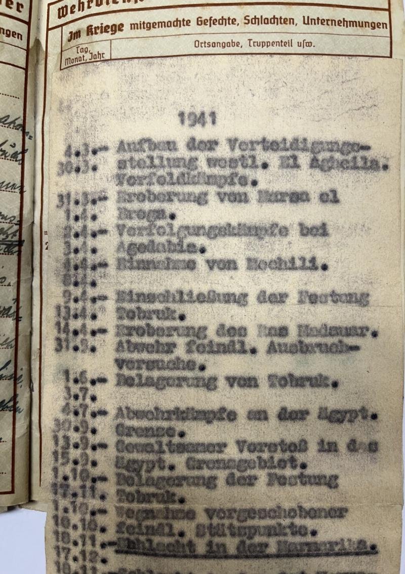 Wehrpass - WH (Heer) - Africa/ 9.Inf.Div. - Hopf