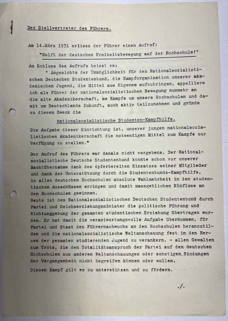 NSDAP - 'Anordnung' (arrangement/order) - Hess