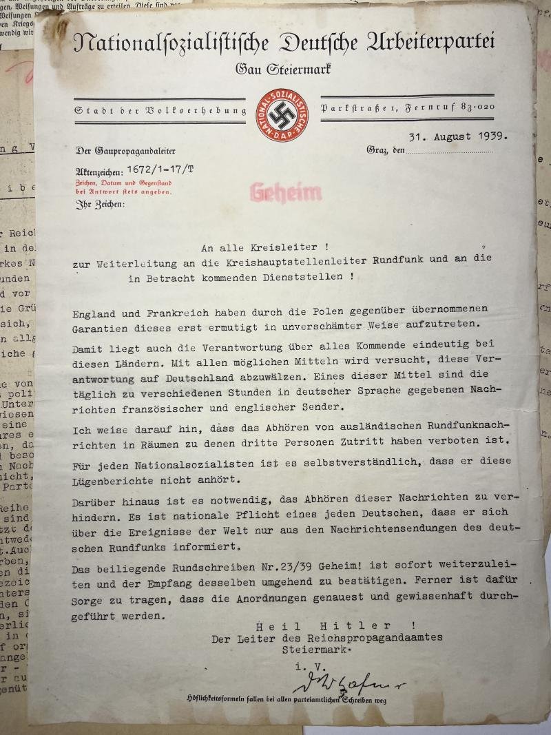 Propaganda - NSDAP - 'Geheim' - Poland - 1939