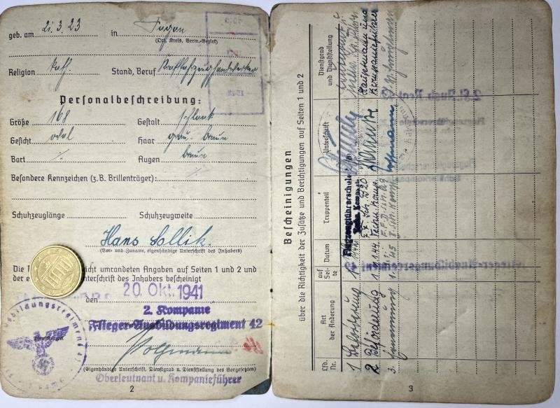 Soldbuch - Luftwaffe - 21.Fschj.Div. - Pollik