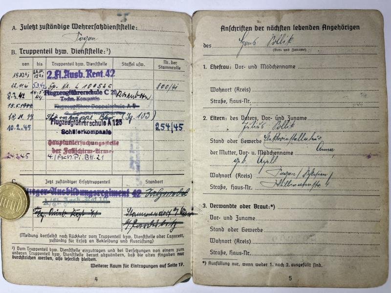 Soldbuch - Luftwaffe - 21.Fschj.Div. - Pollik