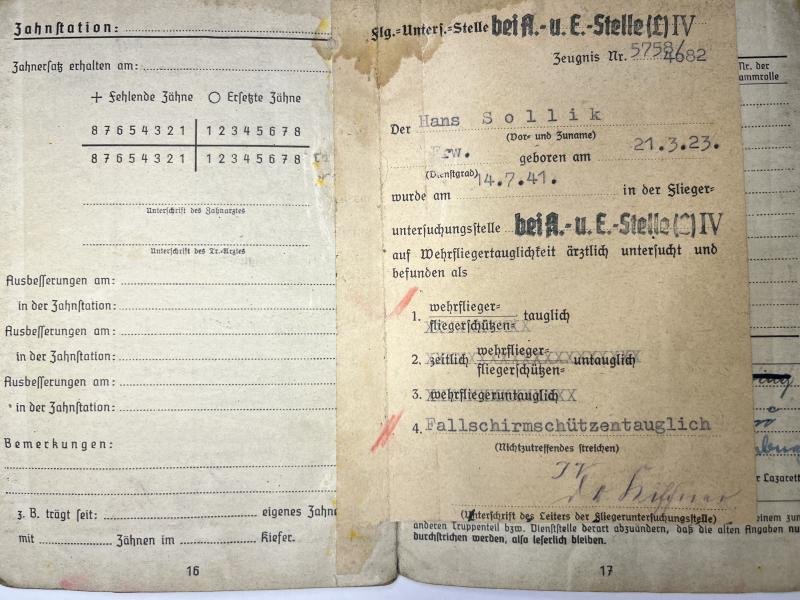 Soldbuch - Luftwaffe - 21.Fschj.Div. - Pollik