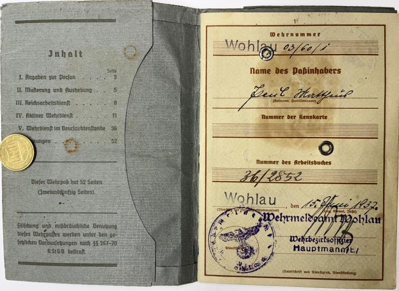 Wehrpass - WH (Heer) - 11.Inf.Div. - Mottheüs
