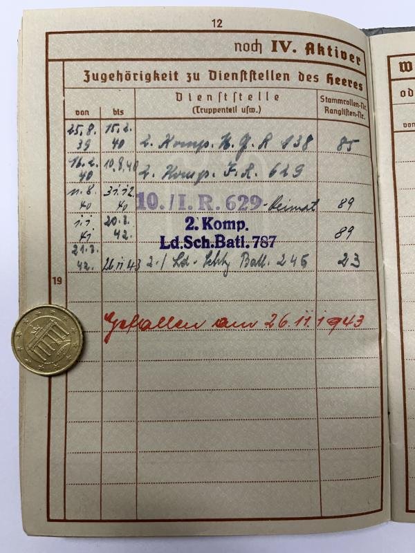 Wehrpass - WH (Heer) - 11.Inf.Div. - Mottheüs