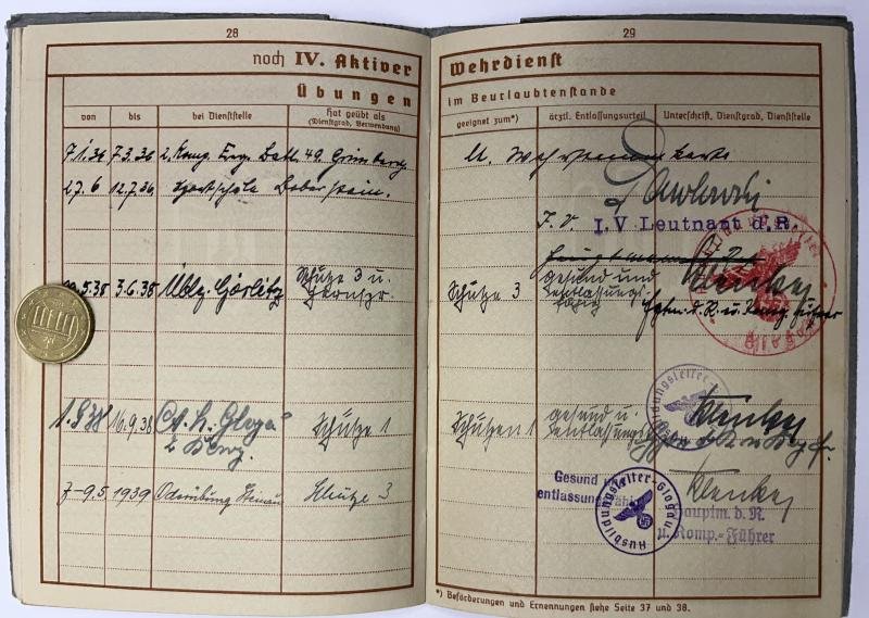 Wehrpass - WH (Heer) - 11.Inf.Div. - Mottheüs