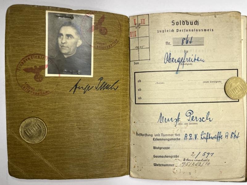 Soldbuch/I.D. - WH (Heer) - Fliegerhorstkomp.16/VII/ Bauleitung Tempelhof - Persch