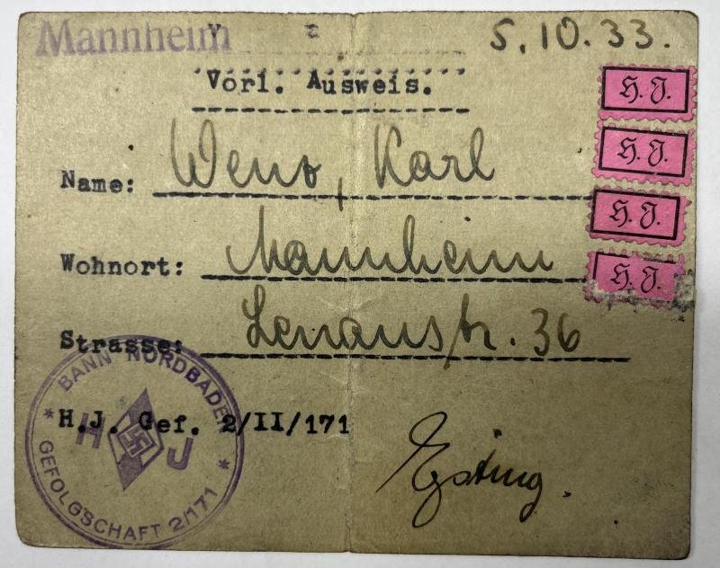'HJ' (Hitleryouth) - 'DJ' grouping - Wenz
