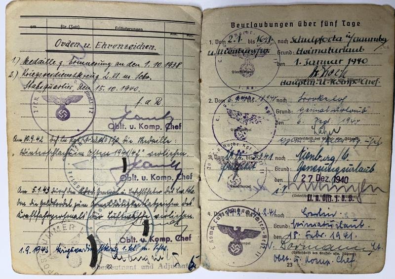 Soldbuch/citation grouping - Luftwaffe - Luftgau-Nachrichten Rgt.28 - Italy - Langenstrassen