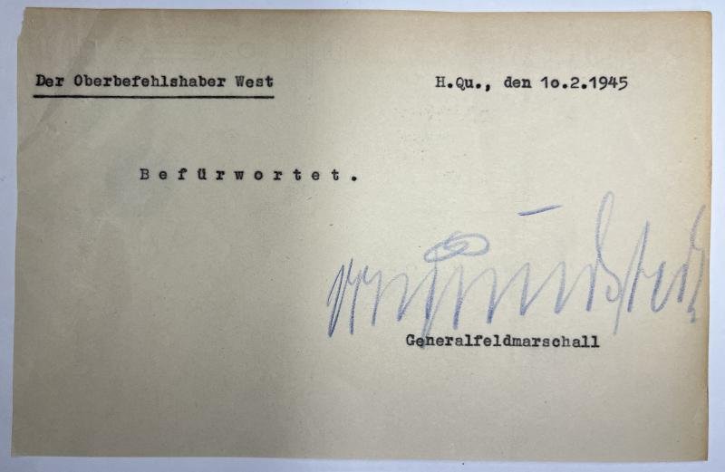 'GFM' Gerd von Rundstedt - signature - 1945