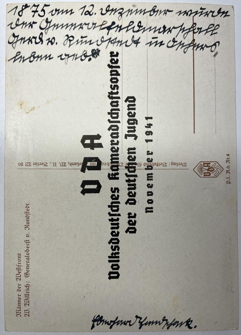 'GFM' Gerd von Rundstedt - signature - 1945