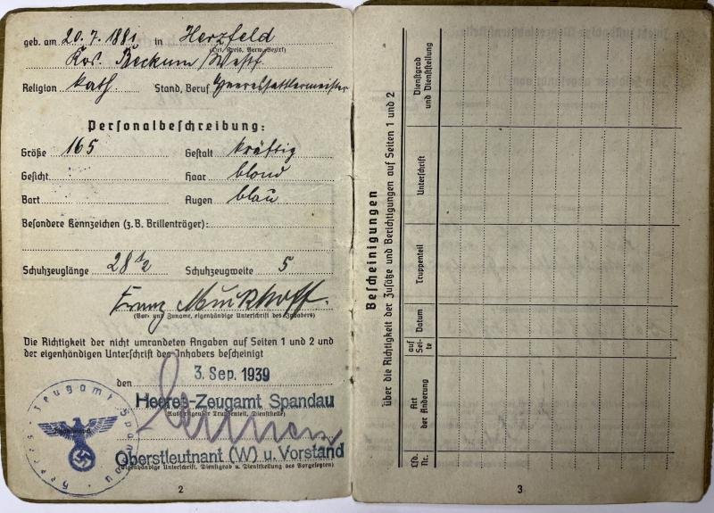 Soldbuch WH (Heer) - 95.Inf.Div./82.Inf.Div. - Muckhoff
