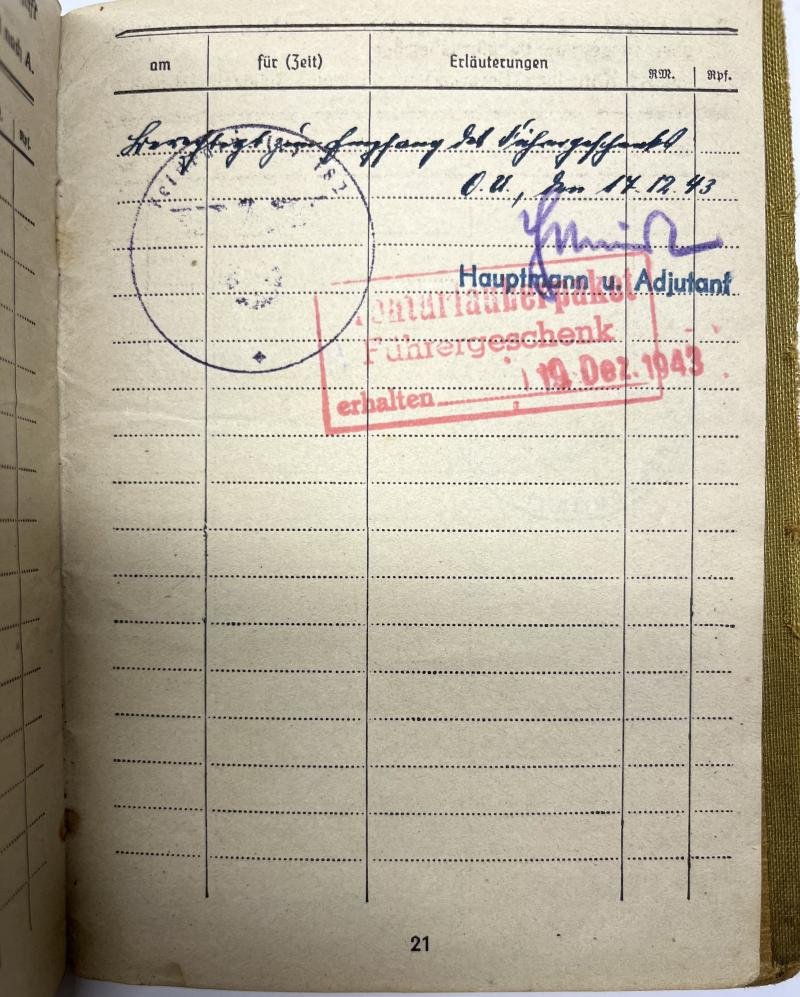 Soldbuch WH (Heer) - Feldlazarett 749 - Melde