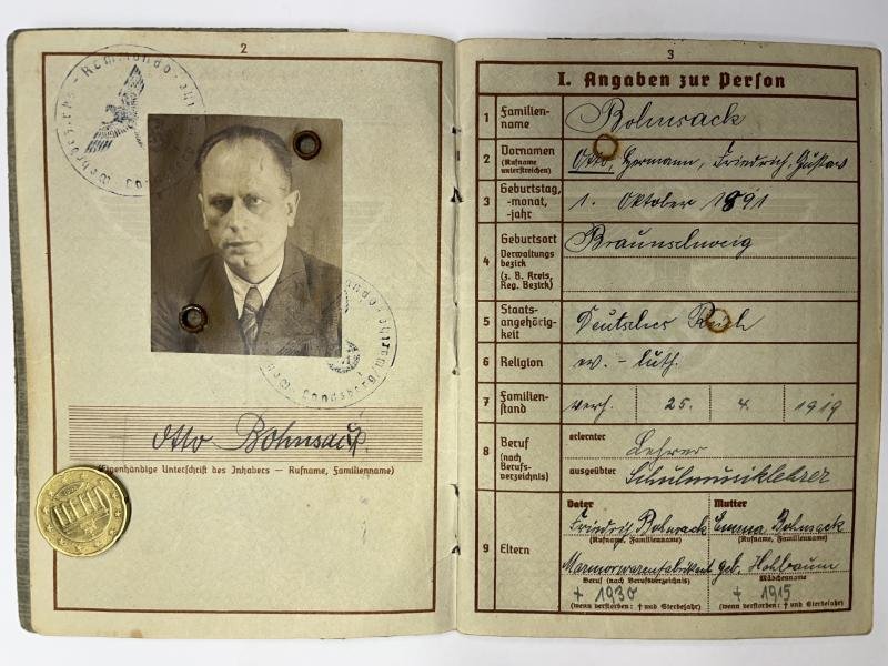 Wehrpass - WH (Heer) - Gren.Ers.Btl.457 - Bohnsack