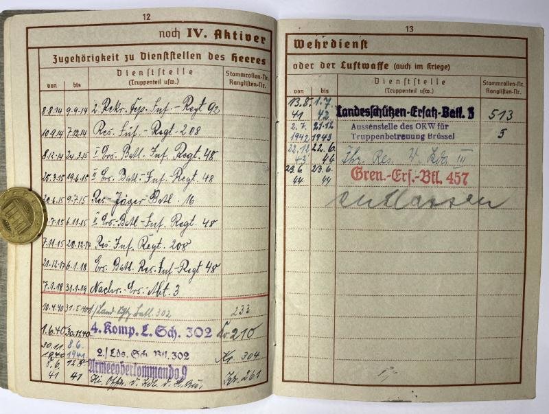 Wehrpass - WH (Heer) - Gren.Ers.Btl.457 - Bohnsack