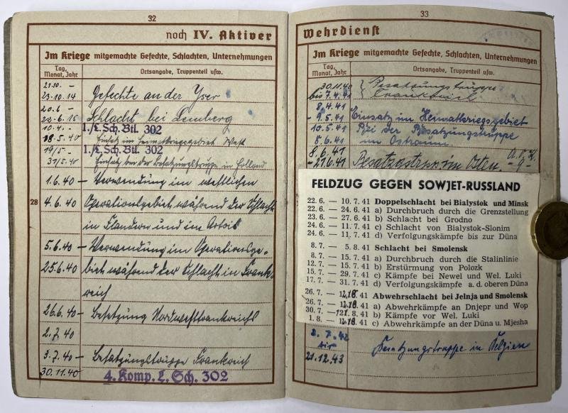 Wehrpass - WH (Heer) - Gren.Ers.Btl.457 - Bohnsack