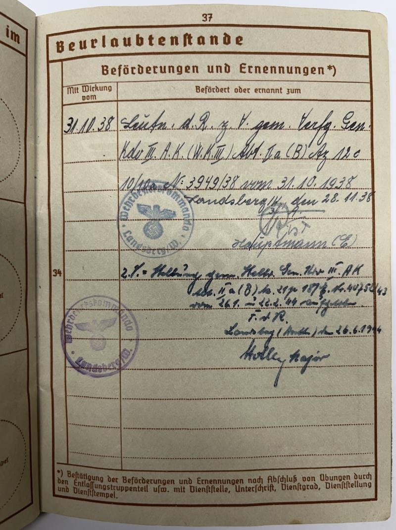 Wehrpass - WH (Heer) - Gren.Ers.Btl.457 - Bohnsack