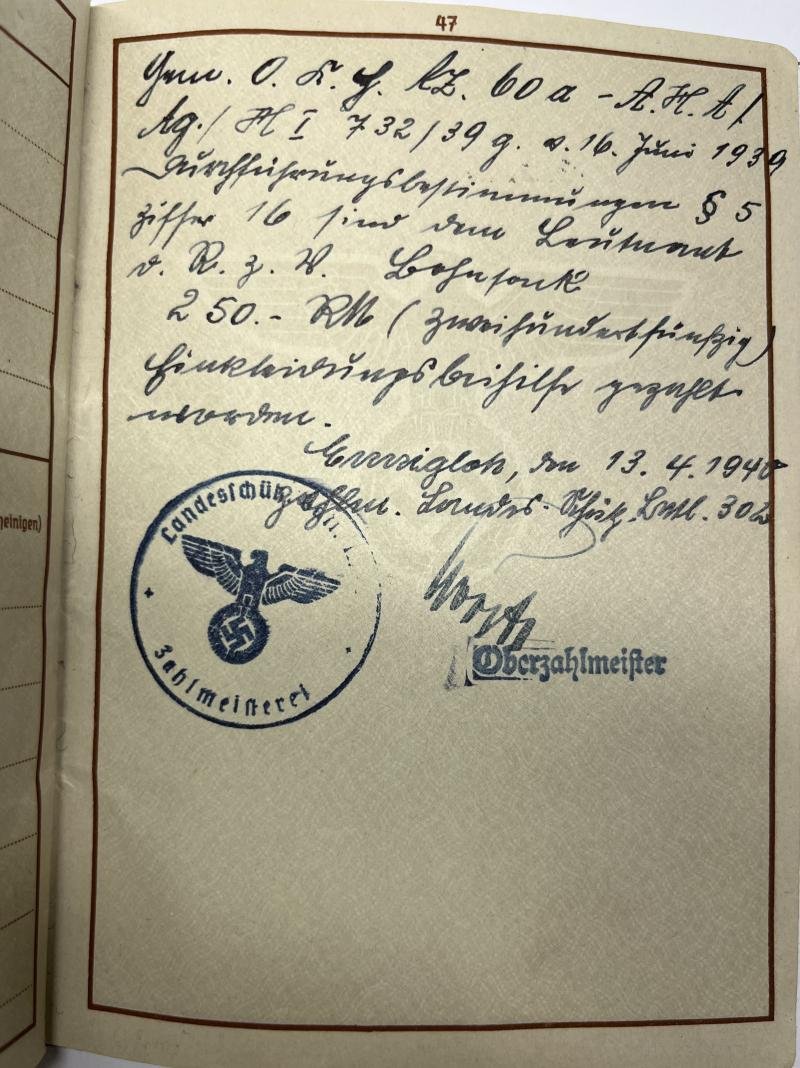 Wehrpass - WH (Heer) - Gren.Ers.Btl.457 - Bohnsack