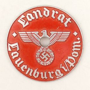 German Third Reich License Plate Tag 'Lauenburg i/Pom'