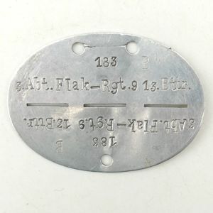 Lufwaffe ID-disc '3.Abt.Flak-Rgt.9 13. Bttr.' 'Legion Condor'