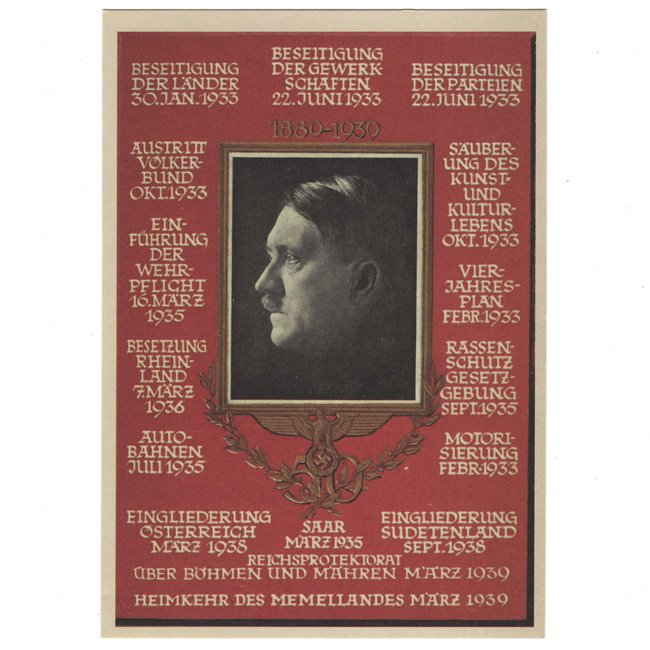 'Adolf Hitler's 50th Birthday' Postcard