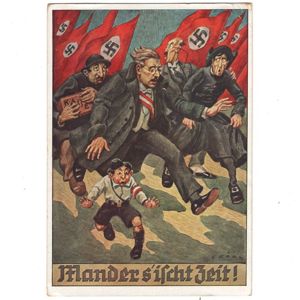 'Mander s'ischt Zeit!' Postcard