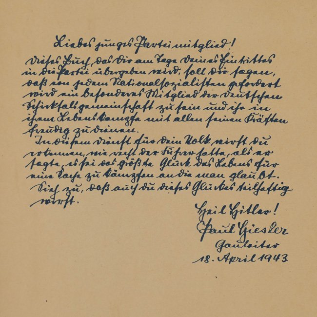Book: 'Ich Kämpfe' with Gauleiter Paul Giesler's Signature