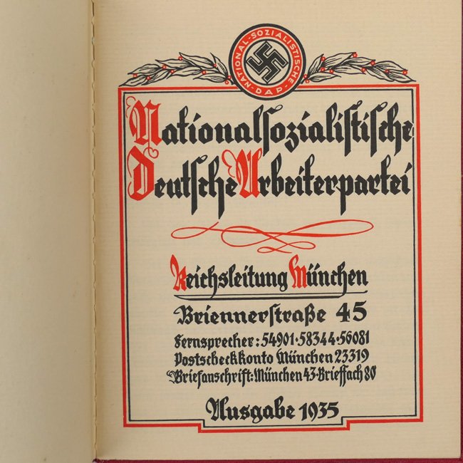 NSDAP Membership Booklet 'Braunes Haus'