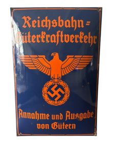 Enamel sign 'Deutsche Reichsbahn Motor Vehicle Goods Office' ( Reproduction )
