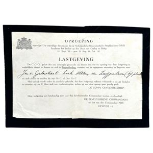 Original WWII Nederlandse Binnenlandse Strijdkrachten document Amsterdam