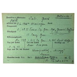 Original WWII Dutch SS-Freiwilligen-Panzergrenadier-Regiment 48 'General Seyffardt' death administration card