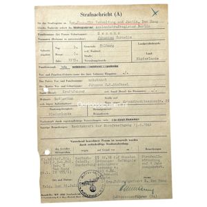 Original WWII Dutch Waffen-SS volunteer punishment document Tilburg/Rotterdam