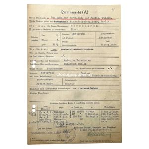 Original WWII Dutch Waffen-SS volunteer punishment document Rotterdam