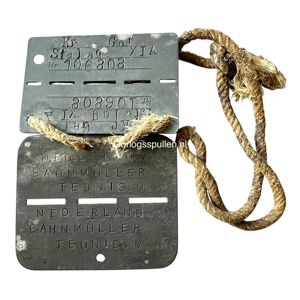 Original Pre 1940 Dutch army dog tag and Stalag XIA dog tag