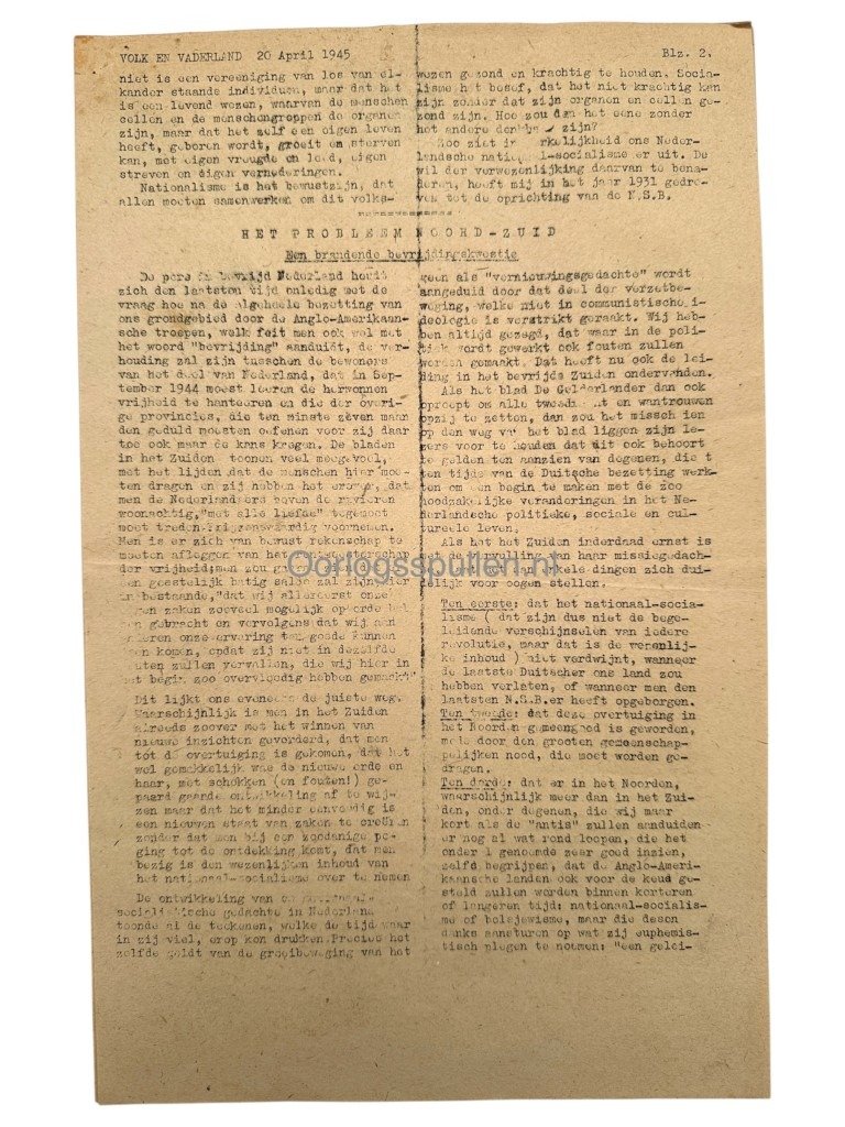 Original WWII Dutch NSB 'Volk en Vaderland' late war newspaper 1945 — image 6