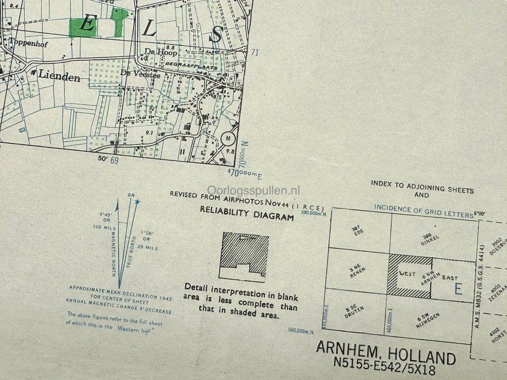 Original WWII Allied map of Arnhem-West and surrounding villages – 21 March 1945 — image 13