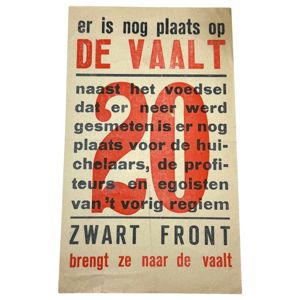 Original WWII Dutch Zwart Front flyer 'de Vaalt'