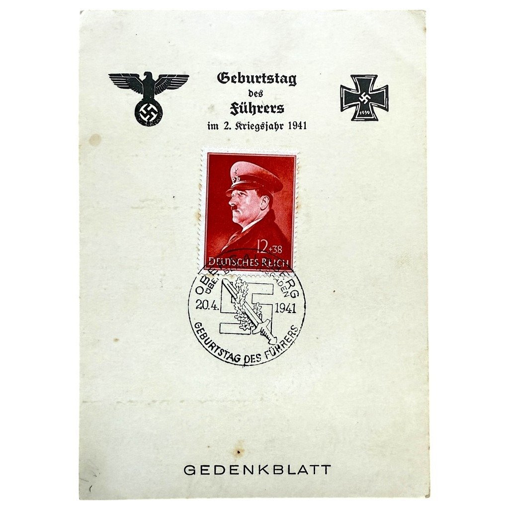 Original WWII German commemorative card Adolf Hitler's birthday 1941
