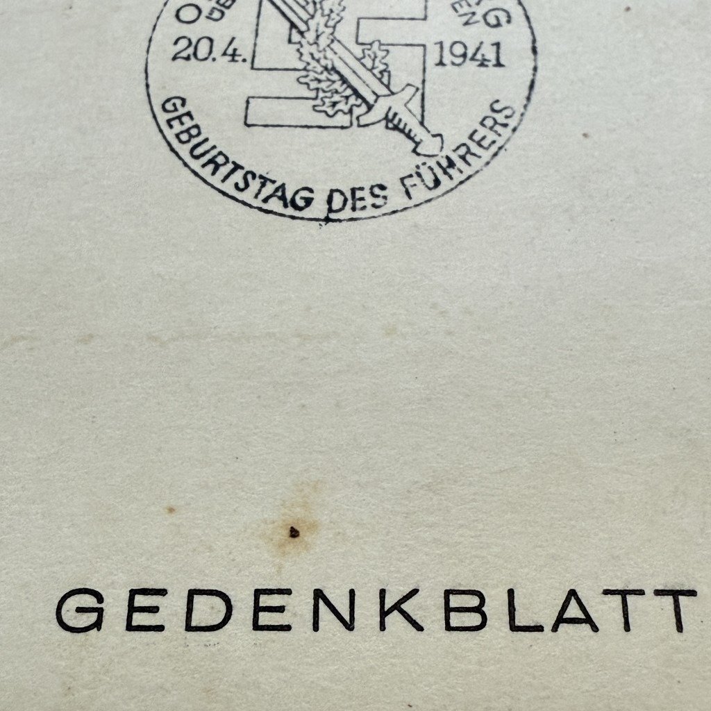 Original WWII German commemorative card Adolf Hitler's birthday 1941