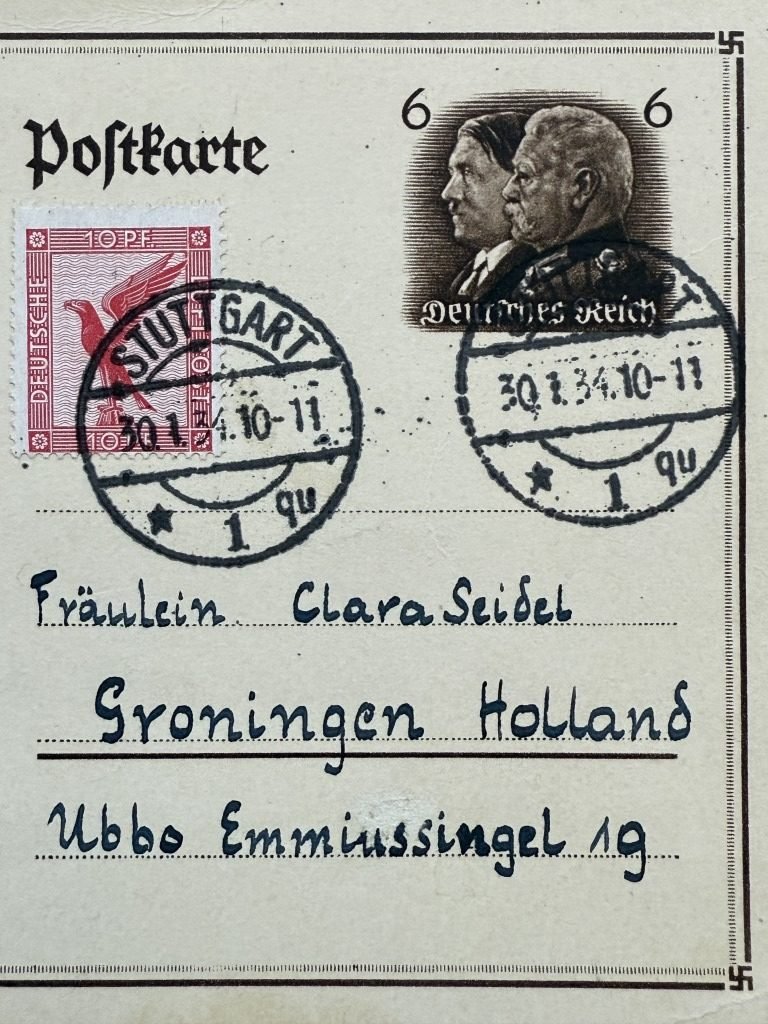Original 1933 German postcard send to Groningen