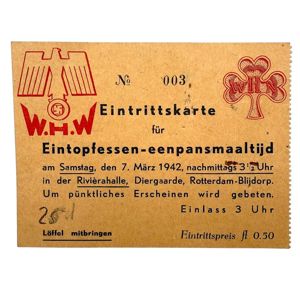 Original Dutch Winterhulp Nederland entrance ticket Rivierahal of the Rotterdam Zoo (Blijdorp)