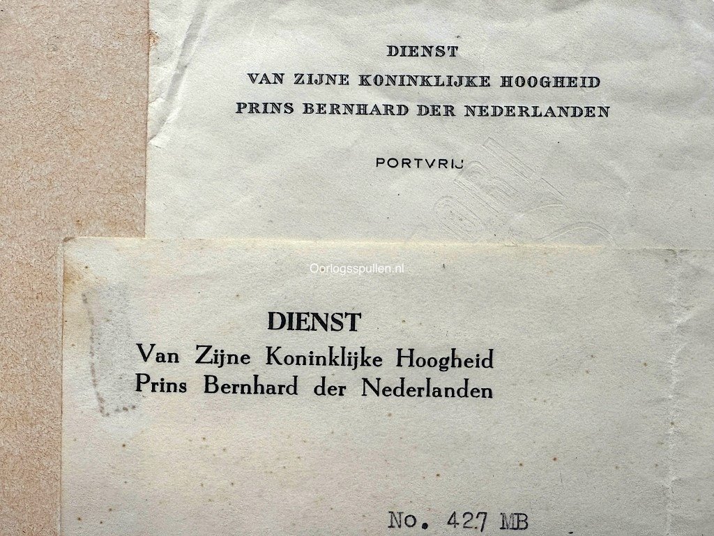 Original WWII Dutch Prins Bernhard RAF insignia with letter from his adjutant