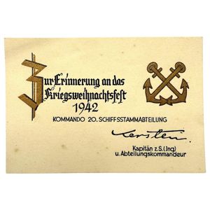 Original WWII German Kriegsmarine Christmas card 20. Schiffsstammabteilung in Ede