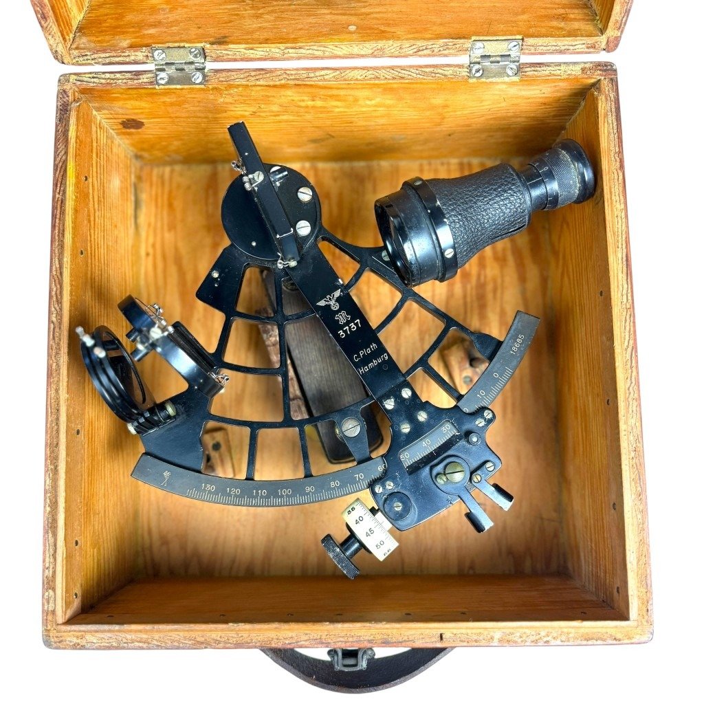Original WWII German Kriegsmarine sextant in wooden box