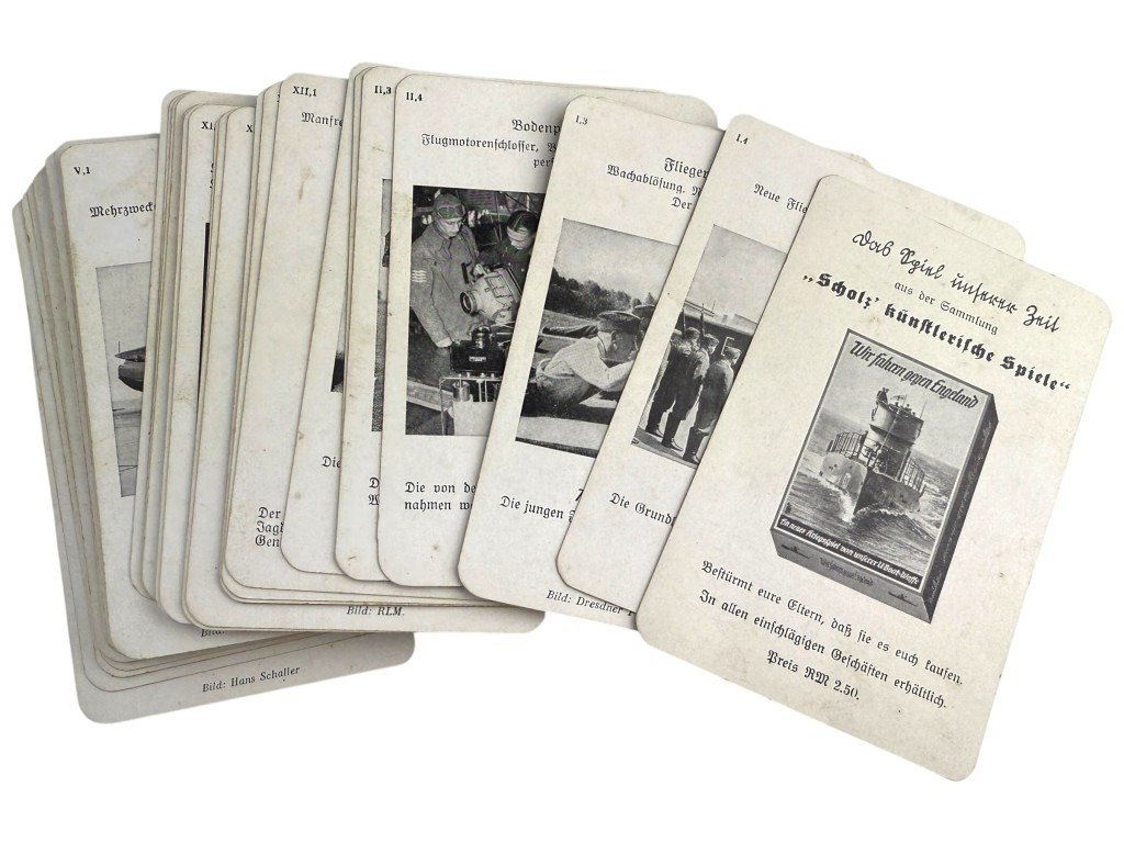 Original WWII German Luftwaffe quartets card game 'Unsere Luftwaffe – Ein Quartettspiel'