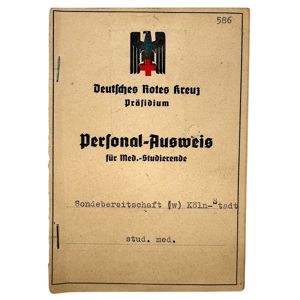 Original WWII German DRK Personal-Ausweis für Med.-Studierende