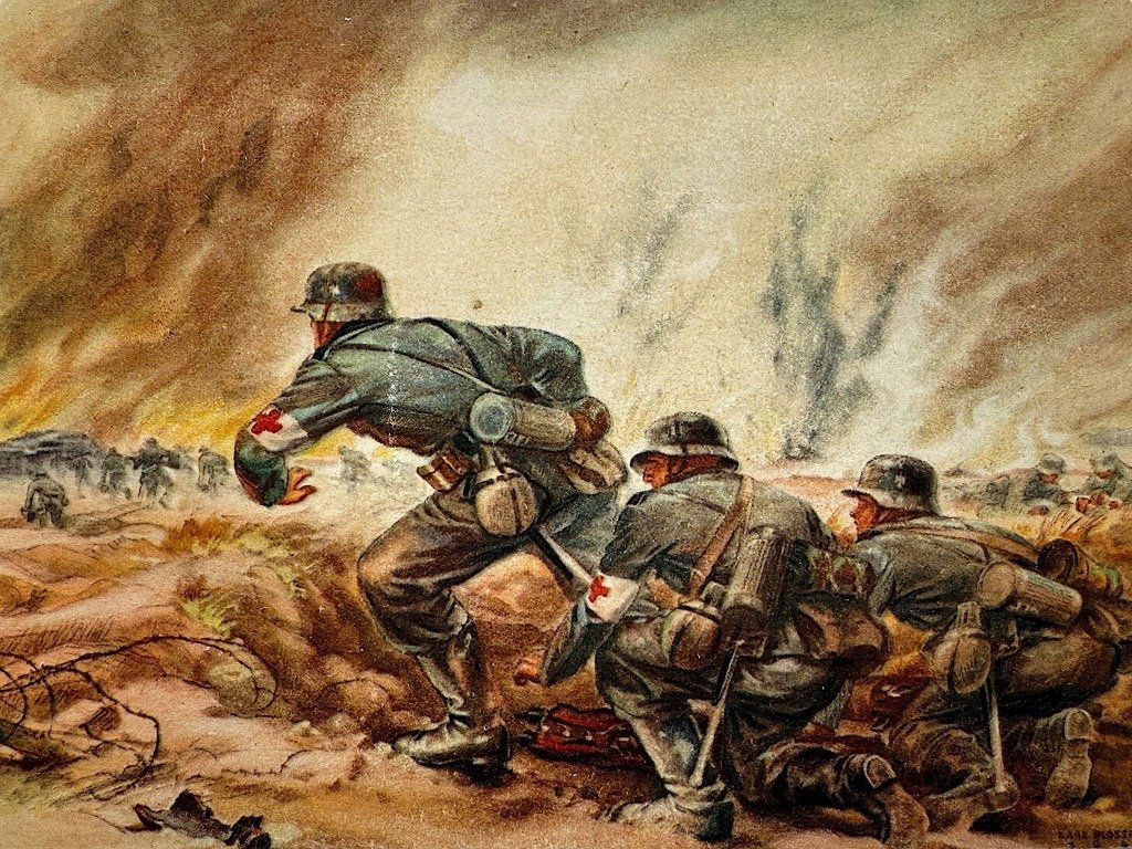 Original WWII German WH 'Sanitäter' medic postcard