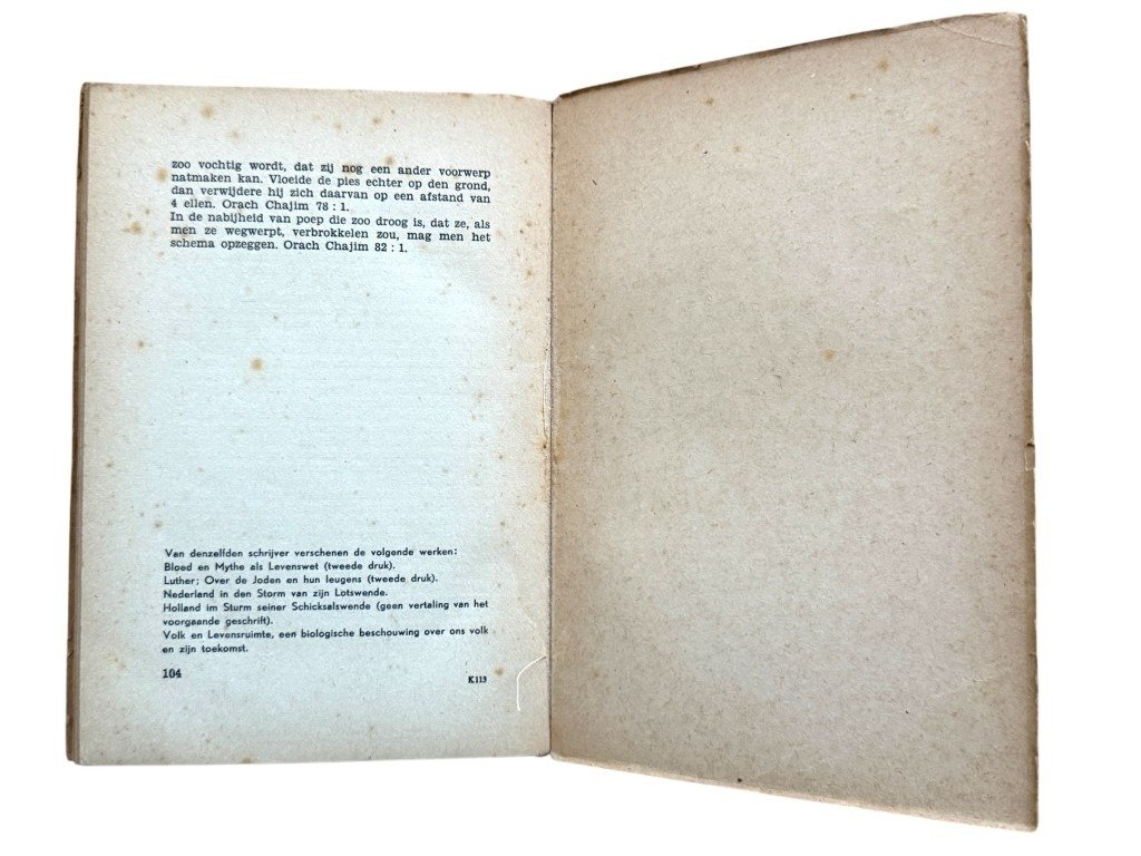 Original WWII Dutch collaboration book 'Uit den Talmoed' by P.E. Keuchenius